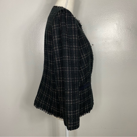 Ann Taylor Shimmer Plaid Fringe Tweed Jacket - Picture 3 of 9